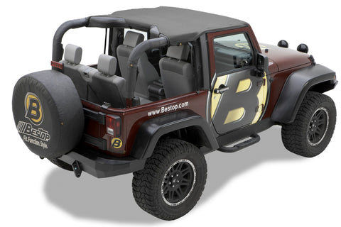 Bestop 10-18 Jeep Wrangler JK 2-Door Header Targa Bikini (Black Diamond) - 52586-35
