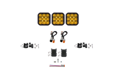 Diode Dynamics SS5 Pro Universal CrossLink 3-Pod Lightbar - Yellow Driving - DD7251