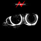 ANZO 2002-2005 BMW 3 Series E46 Projector Headlights w/ Halo Chrome - 121212