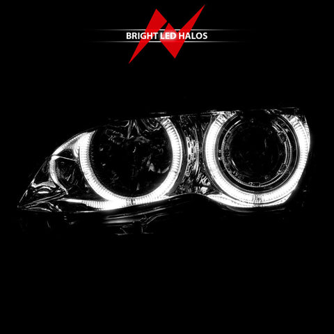 ANZO 2002-2005 BMW 3 Series E46 Projector Headlights w/ Halo Chrome - 121212