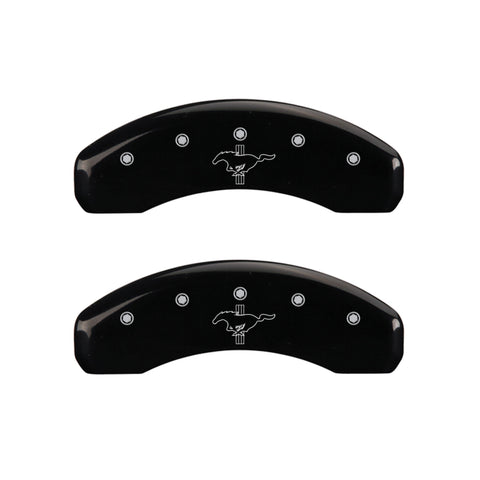 MGP 4 Caliper Covers Engraved Front 2015/Mustang Engraved Rear 2015/Bar & Pony Black finish slvr ch - 10202SMB2BK