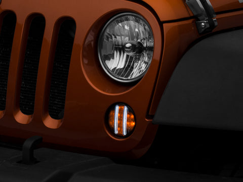 Raxiom 07-18 Jeep Wrangler JK Axial Series LED Front Turn Signals (Smoked) - J119943