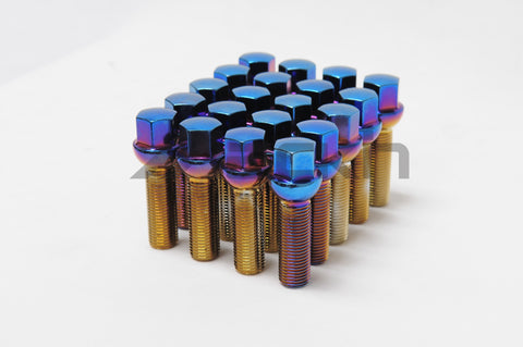 Wheel Mate Mevius Lug Bolt Set of 20 - Blue Neon 14x1.50 27mm Ball 14mm RAD - 40611UNR