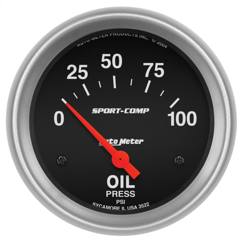 Autometer Sport-Comp 66.7mm 0-100 PSI Short Sweep Electronic Oil Pressure Gauge - 3522