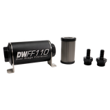 DeatschWerks Stainless Steel 3/8in 10 Micron Universal Inline Fuel Filter Housing Kit (110mm) - 8-03-110-010K-38
