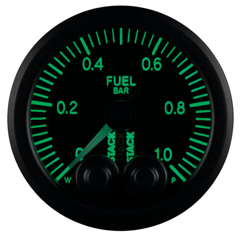 Autometer Stack 52mm 0-1 Bar M10 Male Pro-Control Fuel Pressure Gauge - Black - ST3503