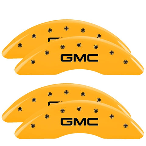 MGP 4 Caliper Covers Engraved Front & Rear Style 1/Chrysler Wing Yellow finish black ch - 32018SCW1YL