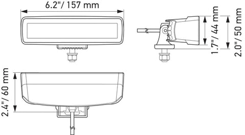 Hella Universal Black Magic 6 L.E.D. Mini Light Bar - Spot Beam - 358176211