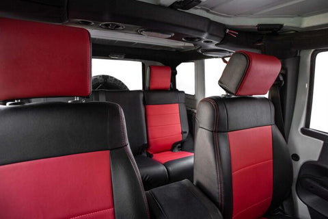 PRP 11-12 Jeep Wrangler JK Front Seat Covers/2 door or 4 door (Pair) - Black/Red - B019-05
