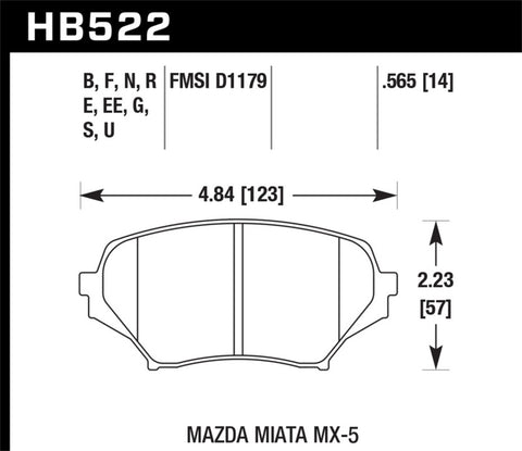 Hawk 06-10 Mazda Miata Mx-5 Front HPS Street Brake Pads - HB522F.565