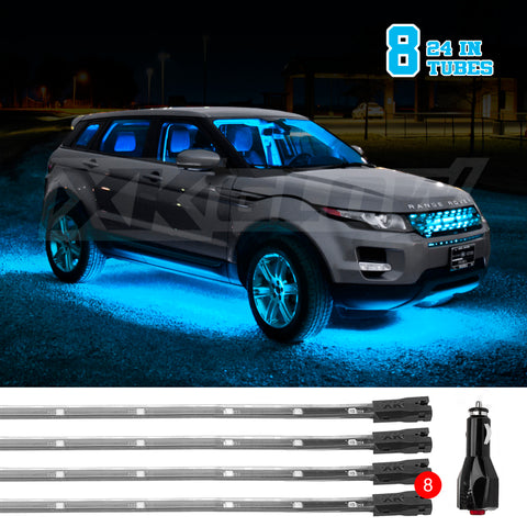 XK Glow Tube Single Color Underglow LED Accent Light Car/Truck Kit Light Blue - 8x24In - XK041002-AB