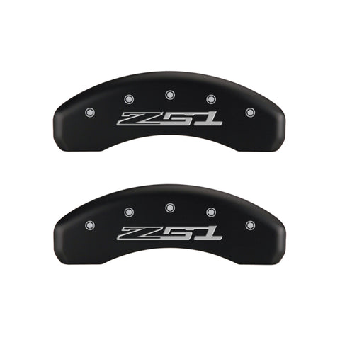 MGP 4 Caliper Covers Engraved Front Corvette C7 Engraved Rear Z51/2015 Red finish silver ch - 13084SZ51RD