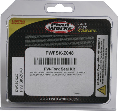 Pivot Works 93-96 Honda CRM50R (EURO) Fork Oil & Dust Seal Kit - PWFSK-Z048