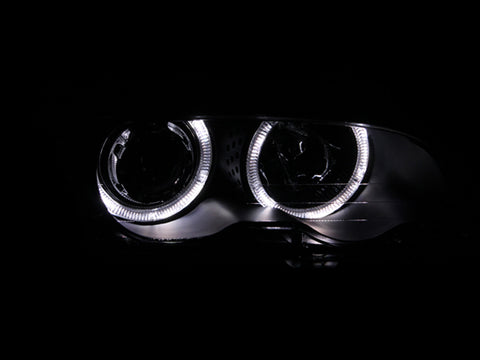 ANZO 1999-2001 BMW 3 Series E46 Projector Headlights w/ Halo Black - 121015