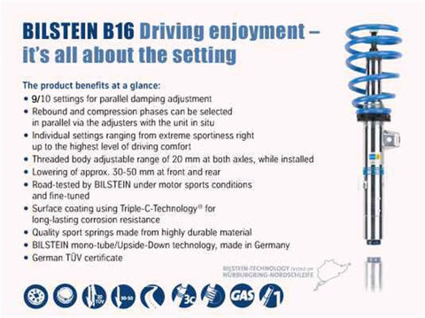 Bilstein B16 2010 Mercedes-Benz E350 Base Sedan Front and Rear Suspension Kit - 48-166560