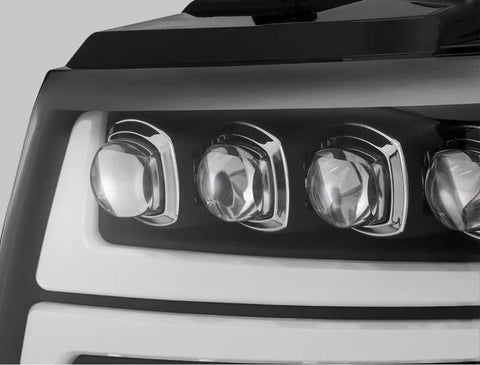 AlphaRex 07-13 Chevy Avalanche NOVA LED Proj Headlights Plank Style Matte Black w/Activ Light/DRL - 880288