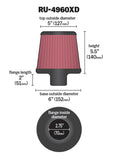 K&N Filter Universal Clamp-On Filter-Round Tapered 2.75in Flange ID x 6in Base OD x 5in Top OD - RU-4960XD