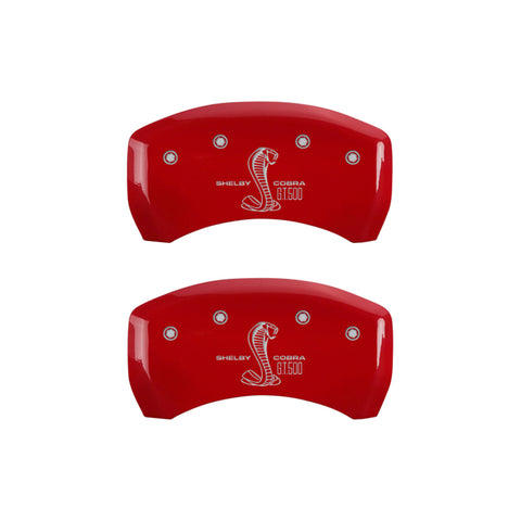 MGP Rear set 2 Caliper Covers Engraved Rear Snake Red finish silver ch - 10010RCNKRD