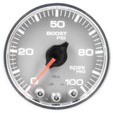 Autometer Spek-Pro Gauge Boost 2 1/16in 100psi Stepper Motor W/Peak & Warn Slvr/Chrm - P30521