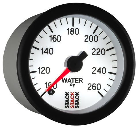 Autometer Stack 52mm 100-260 Deg F 1/8in NPTF Male Pro Stepper Motor Water Temp Gauge - White - ST3358