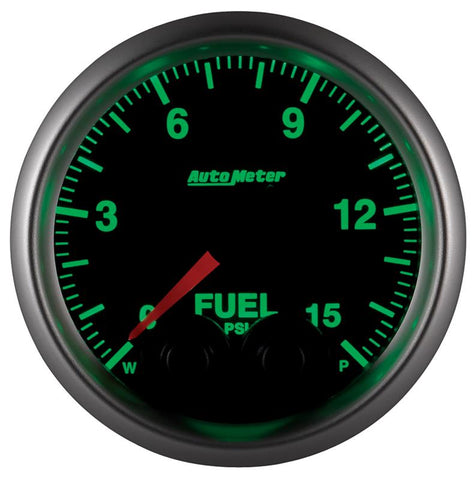 AutoMeter Gauge Fuel Press 2-1/16in. 15PSI Stepper Motor W/Peak & Warn Elite - 5667