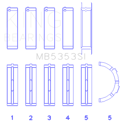 King Engine Bearings Ford 281 4.6L Sohc 16V (Size +0.25mm) Main Bearing Set - MB5353SI0.25