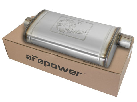 aFe MACHForce XP SS Muffler 3in Center Inlet / 3in Offset Outlet 22in L x 11n W x 6in H Body - 49M00016