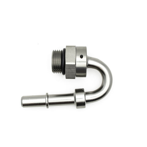 DeatschWerks 8AN ORB Male to 3/8IN Male EFI Quick Connect Adapter 180 Deg. - 6-02-0116