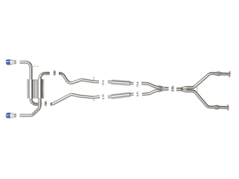 aFe 14-15 Infiniti Q50 V6 3.7L Takeda 2-1/2in 304 SS Cat-Back Exhaust System w/ Blue Flame Tips - 49-36136-L