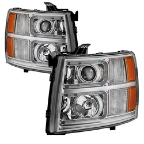 xTune Chevy Silverado 1500/2500/3500 07-13 Halo Projector Headlights Chrome PRO-JH-CS07-LED-C - 9027802