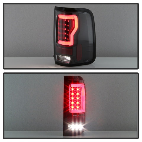 Spyder 04-08 Ford F-150 Projector Tail Lights - Light Bar DRL LED - Black ALT-YD-FF15004V2-LBLED-BK - 5084170
