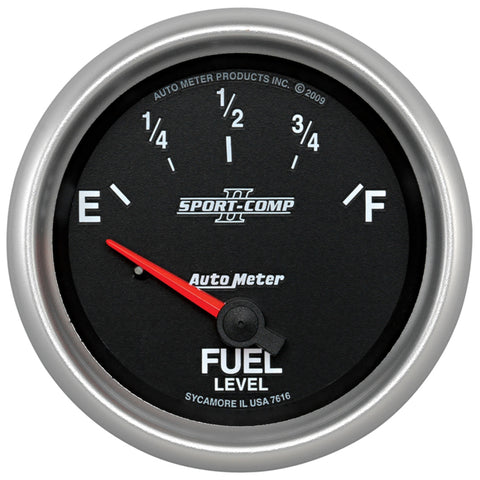 Autometer Sport-Comp II 2-5/8in Short Sweep Electronic 73-10ohms Fuel Level Gauge - 7615