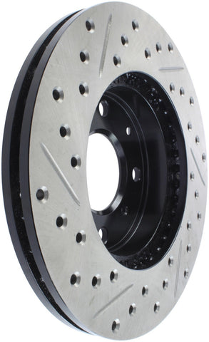 StopTech 96-00 Honda Civic DX/HX Coupe/90-00 Civic DX/LX Sedan Slotted & Drilled Left Front Rotor - 127.40023L