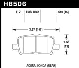 Hawk Honda Odyssey HPS Street Rear Brake Pads - HB506F.610