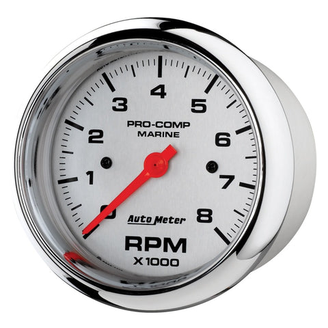 Autometer Marine Chrome Ultra-Lite 3-3/8in 8k RPM Tachometer Gauge - 200779-35