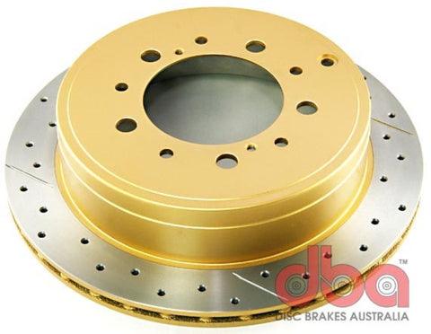 DBA 07+ Toyota Landcruiser 200 Series Rear Cross Drilled & Slotted Street Series Rotor - 2723X