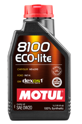 Motul 1L Synthetic Engine Oil 8100 0W20 ECO-LITE - 108534