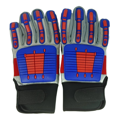 Granatelli X-Large Off Road Style Work Gloves - Red/Blue/Gray/Black - 706529