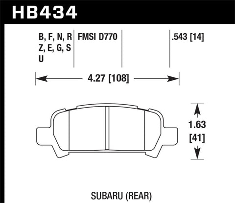Hawk Subaru Baja/Forester/Impreza/Legacy DTC-60 Race Rear Brake Pads - HB434G.543