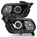 ANZO 2010-2014 Ford Mustang Projector Headlights w/ Halo Black (CCFL) - 121323