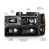 ANZO 88-98 Chevrolet C1500 Crystal Headlights Black Housing w/ Signal and Side Marker Lights - 111507