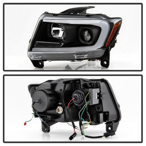 Spyder 11-13 Jeep Grand Cherokee - Light Bar Proj Headlights - Halo Model - Blk - PRO-YD-JGC11-LB-BK - 5085795