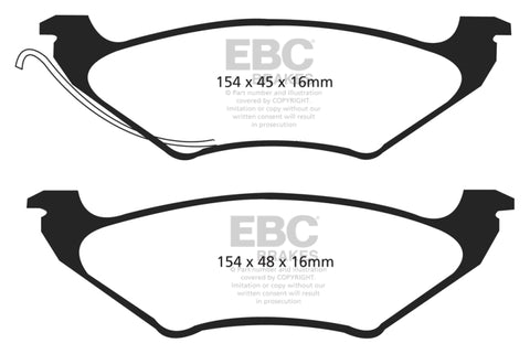 EBC 96-00 Plymouth Voyager 3.0L (w/15in Wheels) Greenstuff Rear Brake Pads - DP61625/2