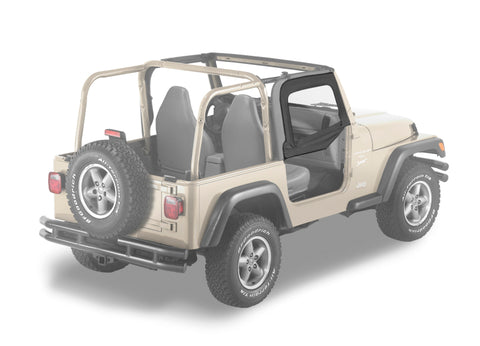 Bestop 97-06 Jeep Wrangler TJ Upper Fabric Doors (Black Denim) - 51790-15