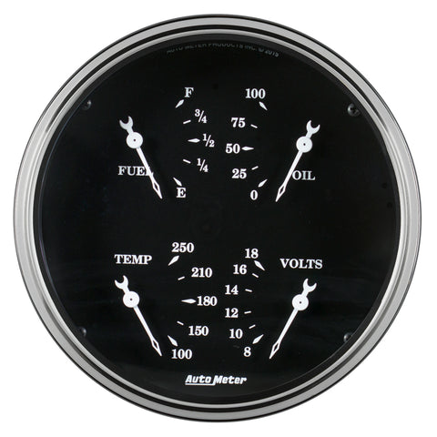 Auto Meter Gauge Quad 5in 0E-90F Elec Old Tyme Black - 1719