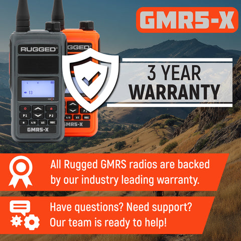 Rugged Radios Waterproof GMRS Handheld Radio with NOAA Alerts - FM Radio - Safety Orange - GMR5-X-ORN