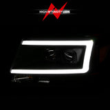 ANZO 2004-2008 Ford  F-150 Projector Headlights w/ Light Bar Black Housing - 111541