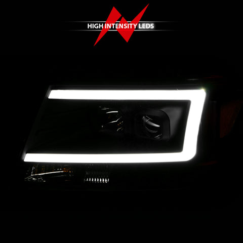 ANZO 2004-2008 Ford  F-150 Projector Headlights w/ Light Bar Black Housing - 111541