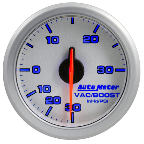 Autometer Airdrive 2-1/6in Boost/Vac Gauge 30in HG/30 PSI - Silver - 9159-UL