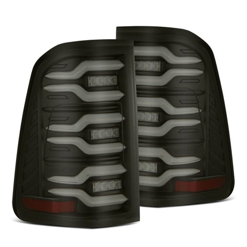 AlphaRex 19-21 Dodge Ram 1500 Luxx-Series LED Tail Lights Black w/Activ Light/Seq Signal - 640040